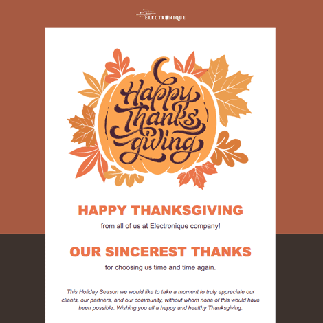 Thanksgiving Thank You Message to Customers